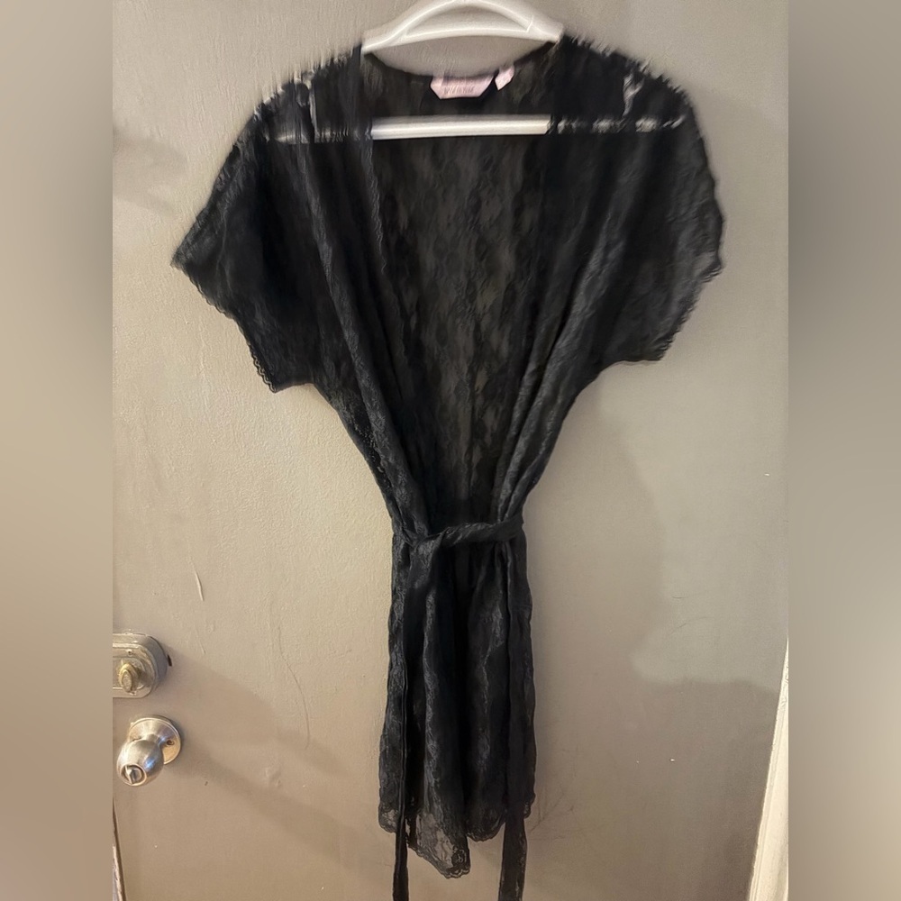 La Vie En Rose Black Lace belted whimsigoth fairy grunge kimono
